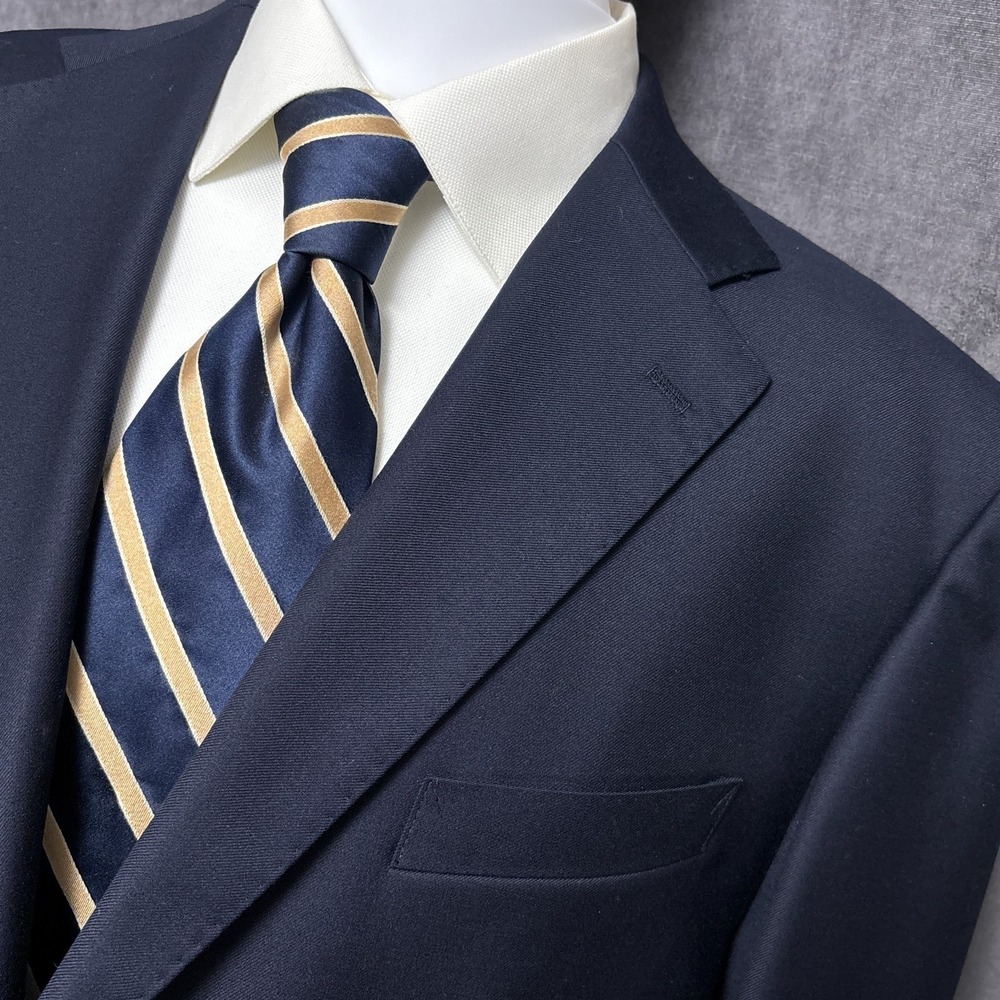 Stan Ahuja Blazer‎ 42R Blue Loro Piana Italian Four Seasons 120s Wool Bespoke